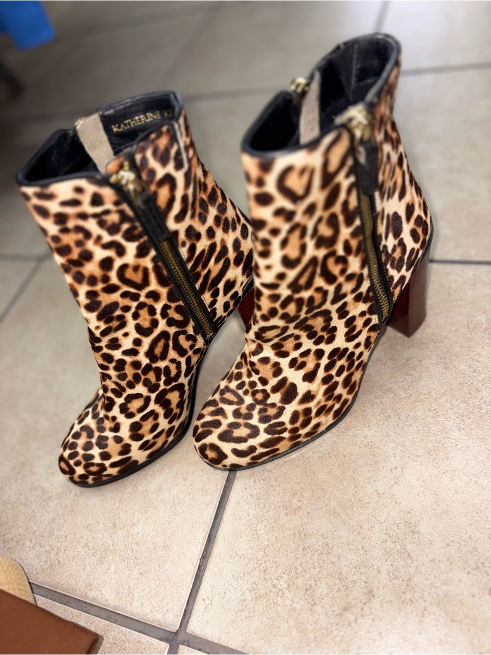Katherine Ankle Booties in Leopard Print - Tan/Brown